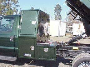 Backpack tool boxes built by Highway Products give extra storage to your truck.