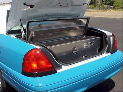 Crown Vic truck security boxes.