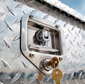Highway Products has been using these same locks in their semi truck underbody storage tool boxes for over 30 years. They're tough and made of stainless steel.