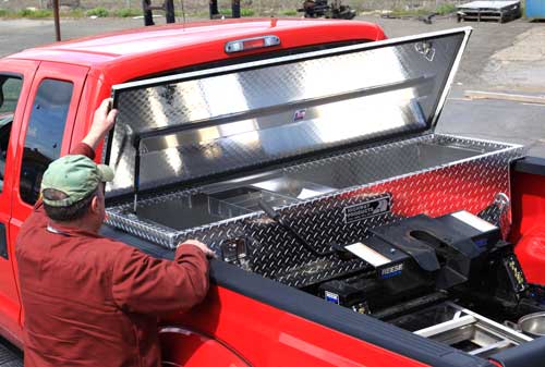 Low side cross box pickup tool boxes by Highway Products Inc
