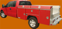 Aluminum service body, mechanics body,  or utility body built by Highway Products.