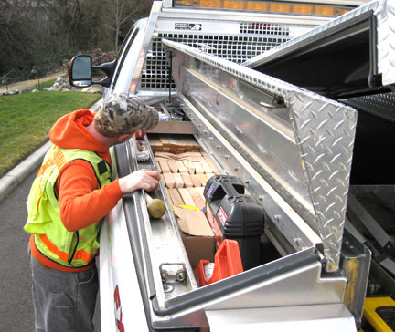 Surveying tool storage built by Highway Products, Inc.