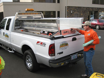 Surveying tool storage built by Highway Products, Inc.