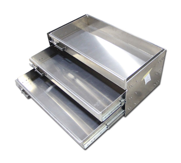 Truck storage drawers for service bodies and tool boxes by Highway Products.
