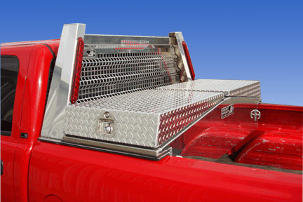 Pickup bed tool boxes built by Highway Products, Inc are built with heavy gauge aluminum.