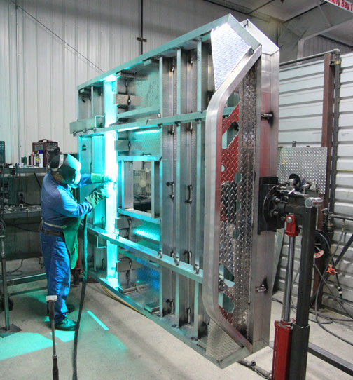 Aluminum Flatbed under construction at Highway Products