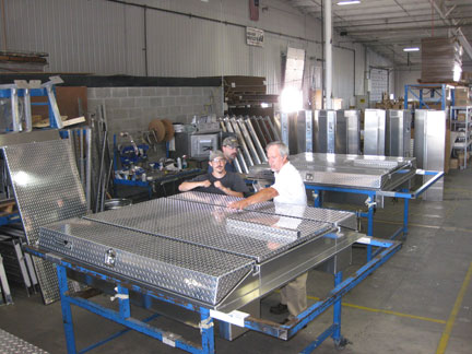 Sales Manager giving instructions for a custom Highway Products Vet Box.